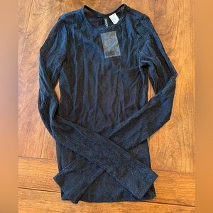 H&M Divided Sheer Black Metallic Top, Size XXS, New With Tags